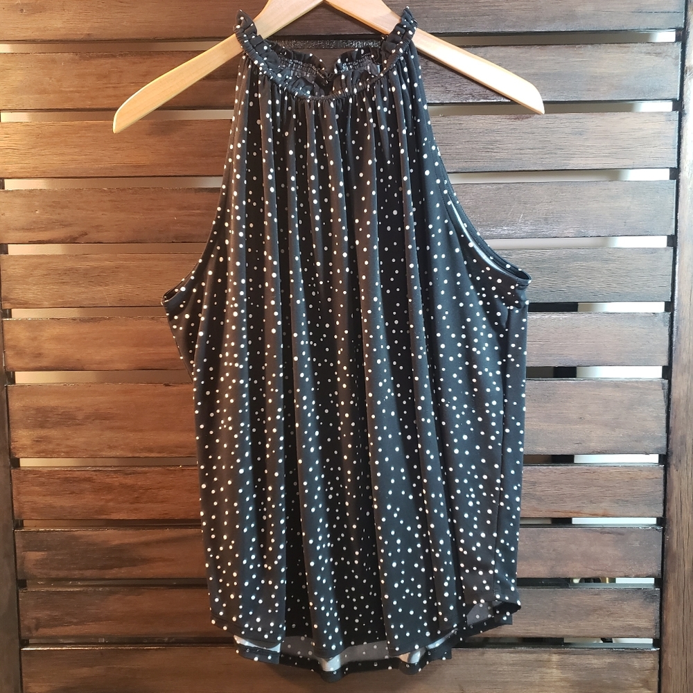 Black/ white polka-dot tank